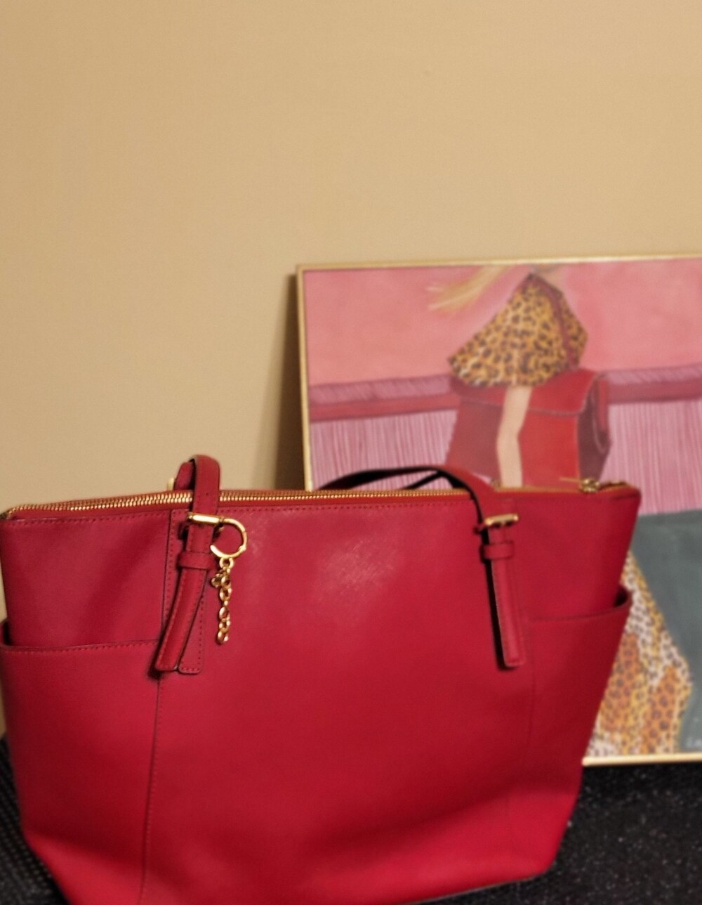 Michael Kors Red Tote with Gold Hardware